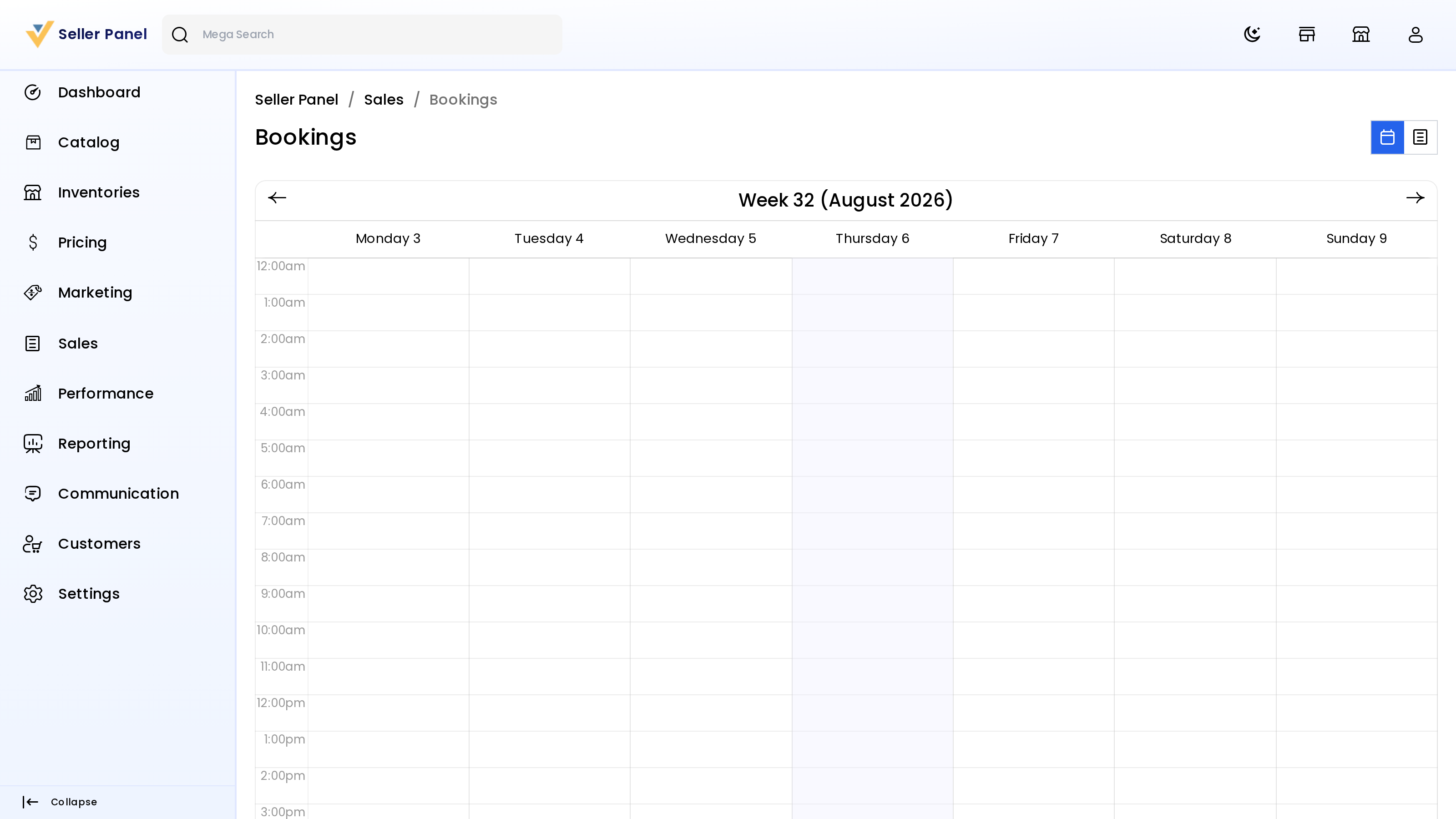 Seller bookings
