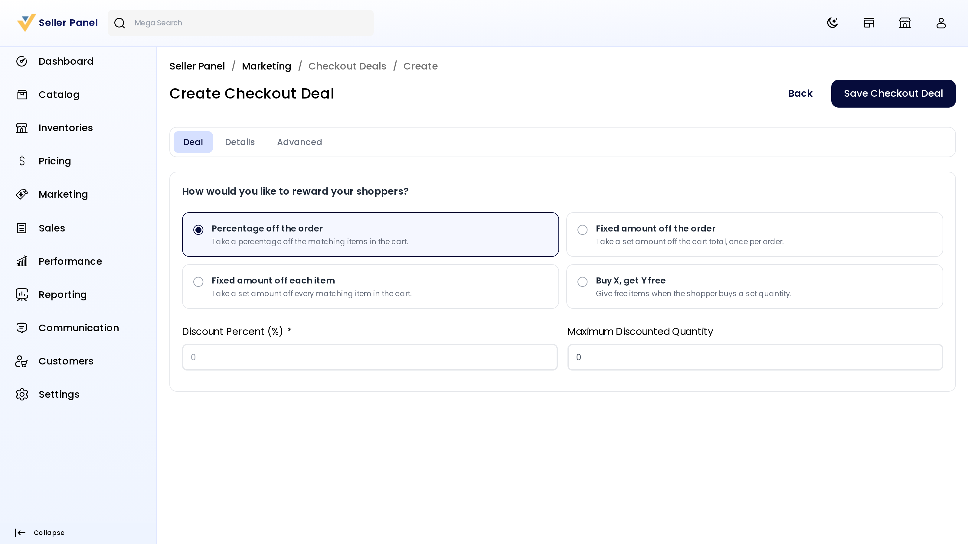 Checkout deal — Deal tab