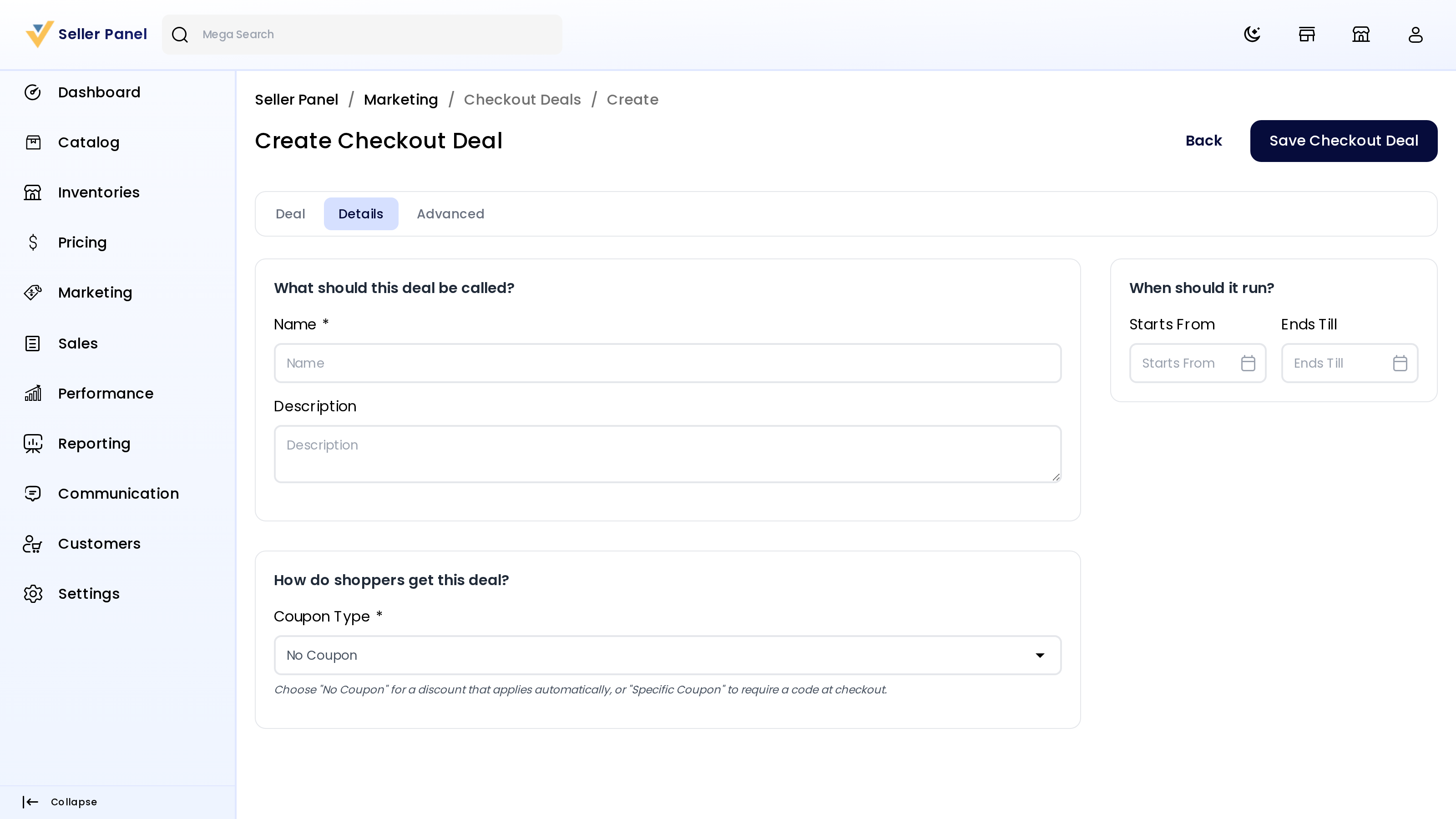 Checkout deal — Details tab with coupon