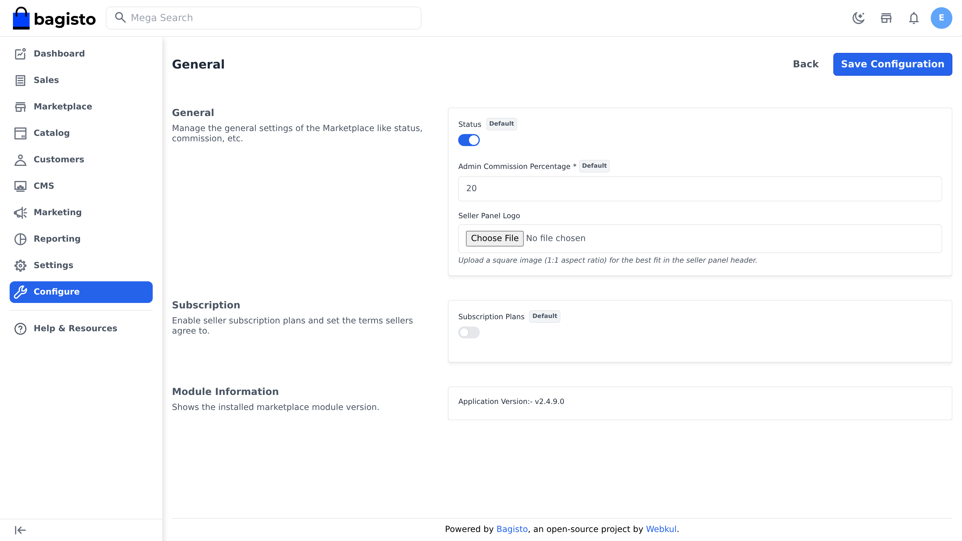 Admin Commission Percentage setting