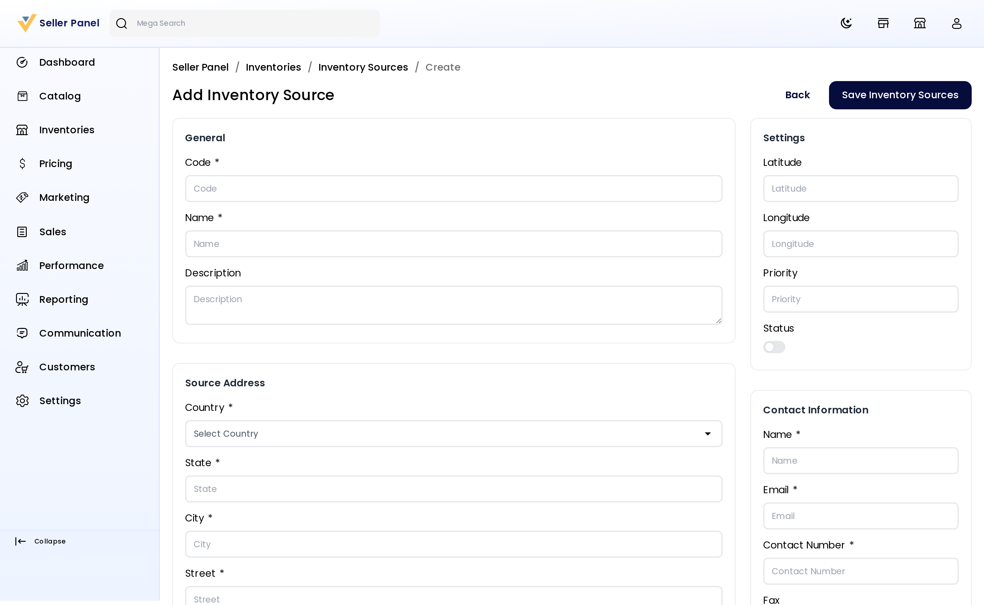 Create inventory source form