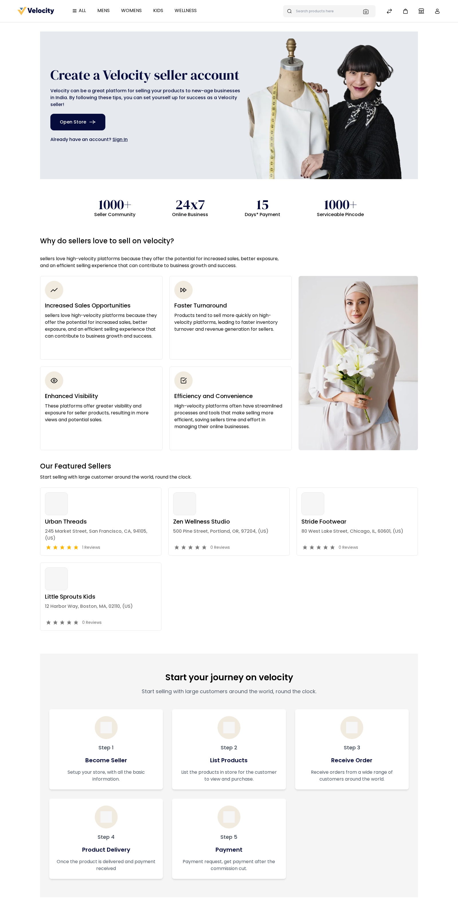 The marketplace landing page
