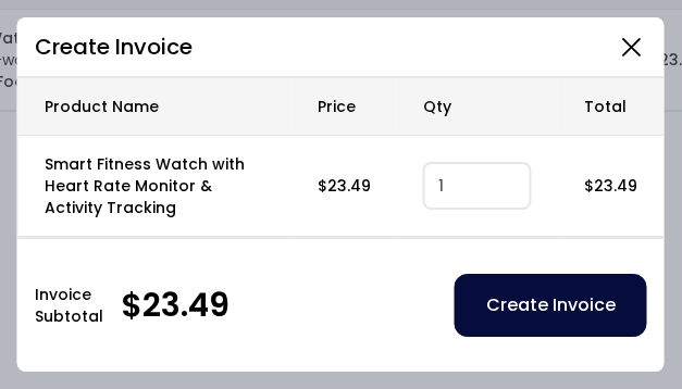 The Create Invoice dialog