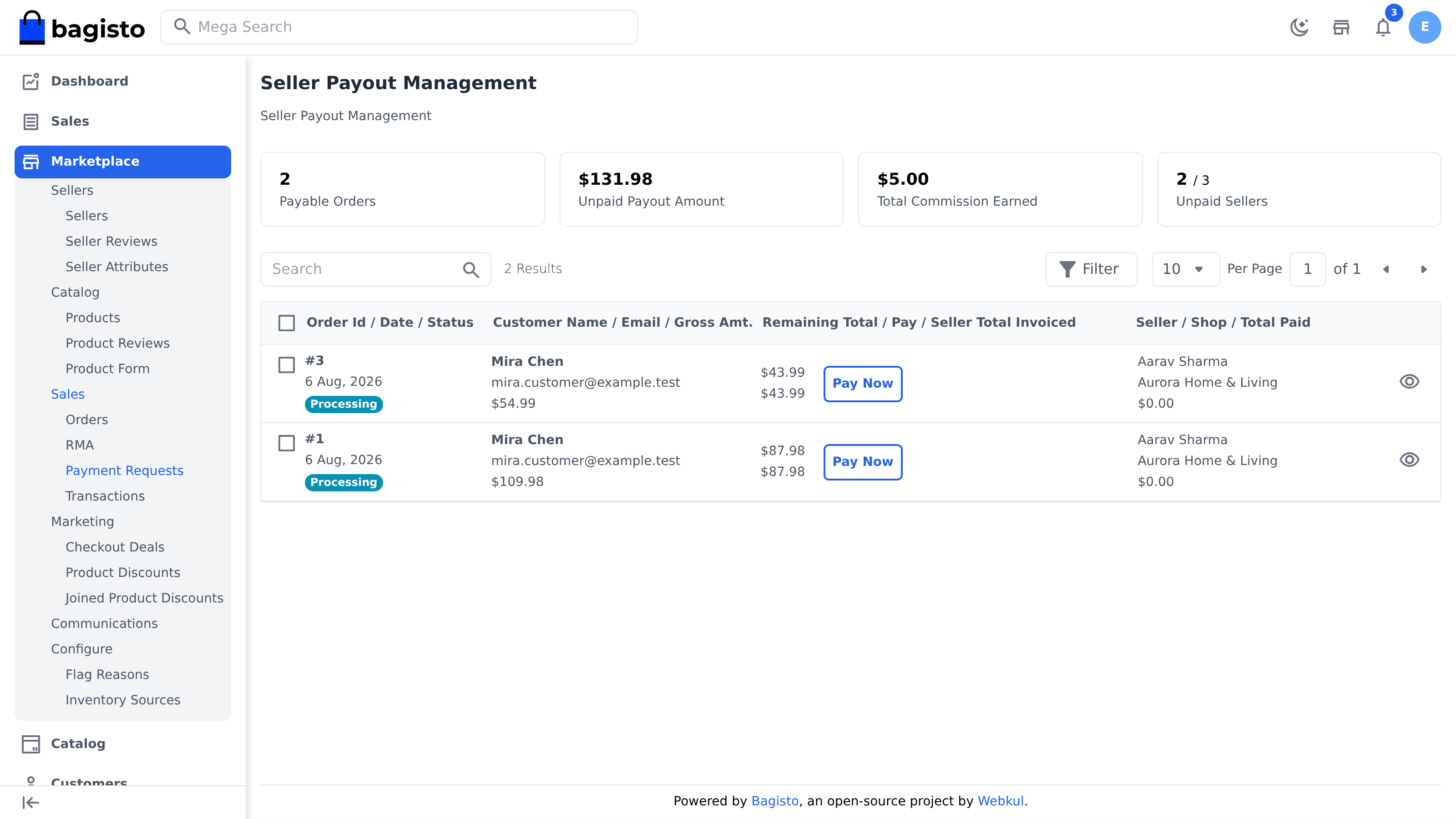 Admin Seller Payout Management