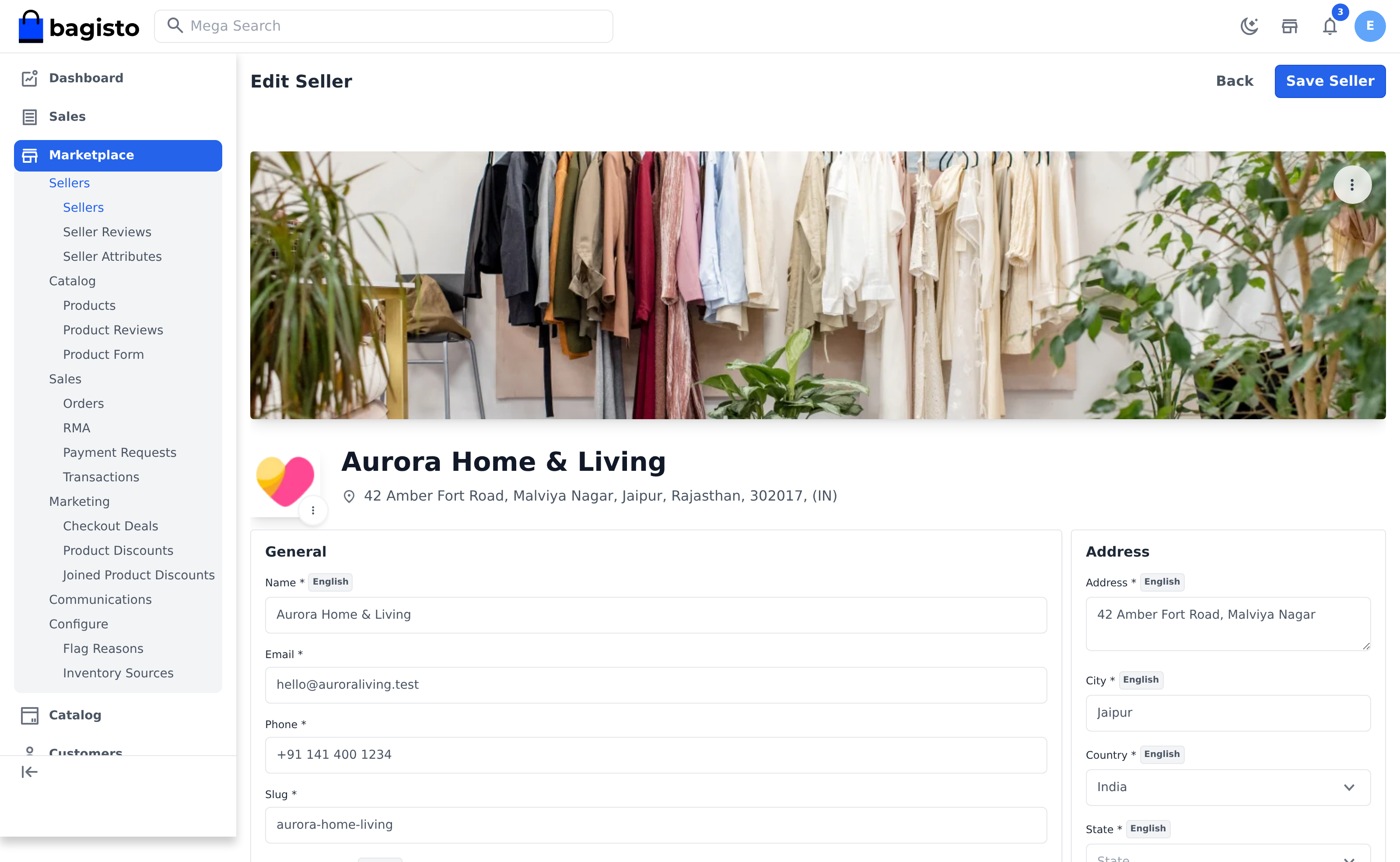 Admin seller edit form