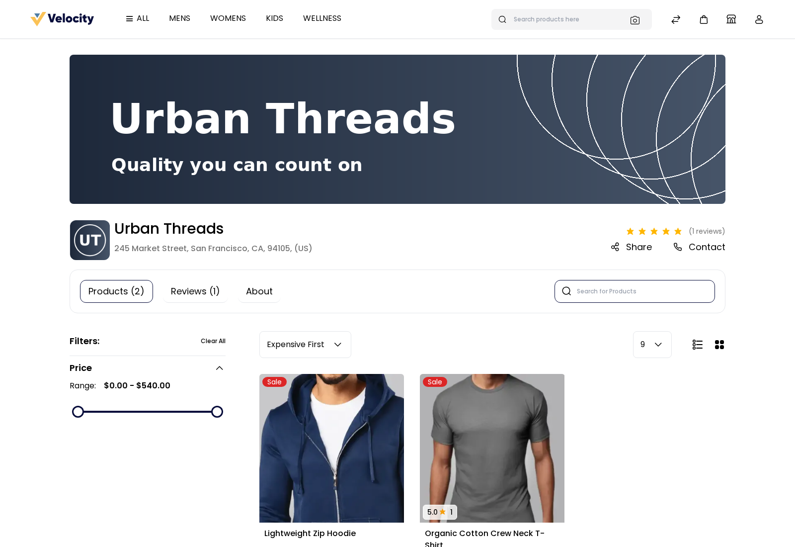A seller's shop page